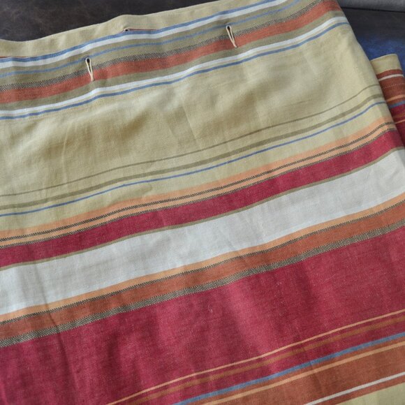POTTERY BARN Red Southwestern Western Serape STRIPE LINEN/COTTON Shower Curtain - Picture 1 of 8
